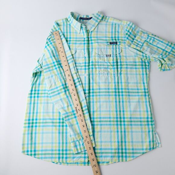 Columbia PFG Super Bahama Vtg Fishing Shirt Mens XL Long Sleeve Plaid UPF - Picture 5 of 11